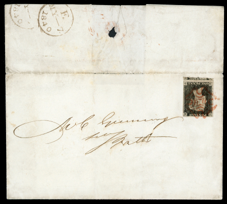 Stamp of Great Britain » 1840 1d Black "May Dates" 1840 (May 7) Entire from London to Bath bearing a 1d