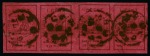 Stamp of British Guiana » 1852 Waterlow (SG 9-10) 1852 Waterlow 1 cent black on magenta, Types Ia-IIa-IIb-IIb, a full horizontal row of four, used
