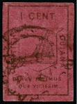 Stamp of British Guiana » 1852 Waterlow (SG 9-10) WITHDRAWN - 1852 Waterlow 1 cent black on magenta, with good margins, used