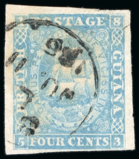 1860 Figures framed 4 cents, three singles with clear to mostly wide margins,