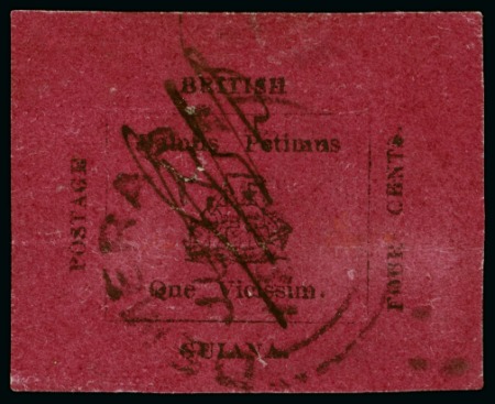 1856 Provisional 4 cents black on magenta, initials of postal clerk Dalton "ETED", used
