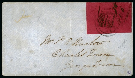 Stamp of British Guiana » 1856 Provisionals (SG 23-27) 1856 Provisional 4 cents black on magenta, Type 2, used on cover
