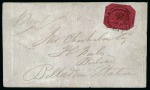 Stamp of British Guiana » 1856 Provisionals (SG 23-27) 1856 Provisional 4 cents black on magenta, Type 3, cut octagonally, used on front