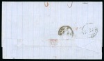 1859, June 4. Cover from New Orleans to Germany, 1859 10c green, type V in vertical strip of three