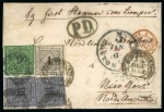 German States - Württemberg. 1853 (Dec 19). Cover from Bopfingen to New York, bearing 1851 1kr, 9kr and two examples of 18kr