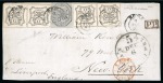 Stamp of United States » Incoming Mail Italian States - Papal States. 1853 (Nov 11). Cover front from Rome to New York, franked by 1852 6b and two pairs of 8b
