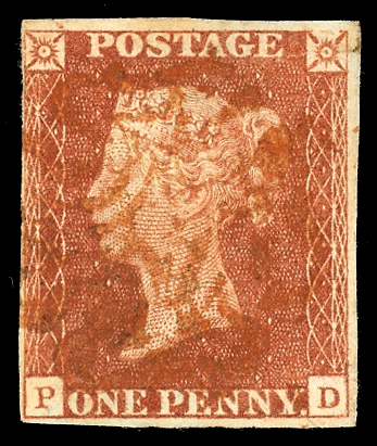 Stamp of Great Britain » 1841 1d Red 1841 1d Red-brown, Pl.15, PD, close to good margins, cancelled by a good strike of a red Maltese Cross