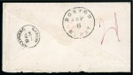 1858 (Sept 6). Envelope from Hartford to St. Petersburg, with 1857-61 1c blue, type V, and 12c black, plate 1, pair and single