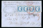 1862, Lettre de La Rochelle pour New-York, affranchissement