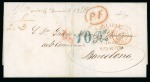 1851 (Sept 18). Stampless cover from Halifax to Barcelona (Spain)