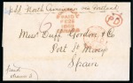 1869 (Feb 26). Stampless entire letter from Montreal to Spain via Portland