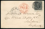 1868 (Jan 23). Small envelope from New Haven to London, fully paid with 1867-68 12c