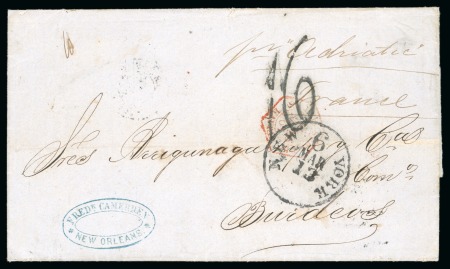 Stamp of United States » Outgoing Mail 1861 (Feb 23). Entire letter from New Orleans to Bordeaux, carried by the "Adriatic" under the Cunard Line