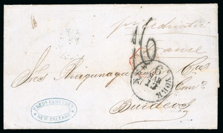 1861 (Feb 23). Entire letter from New Orleans to Bordeaux, carried by the "Adriatic" under the Cunard Line