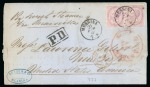 Stamp of United States » Incoming Mail Italy. 1866 (April 21). Entire letter from Messina to New York, bearing pair of DLR 60c