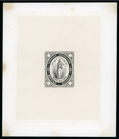 Stamp of British Guiana » Revenues 1865 Summary Jurisdiction 24c black sunken plate proof 