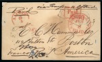 1854 (May). Envelope to Boston, paying the 1 rigdaler 6 skilling banco rate
