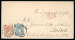 Stamp of Mexico 1872 (Sep). Envelope from Mexico City to Madrid, Spain, with 1872 pin perf. 12c and 25c