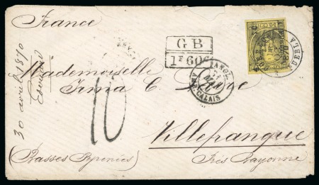 Stamp of Mexico 1870 (Apr 27). Envelope from Puebla to France with 1868 50c Hidalgo 