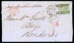 Stamp of British Honduras » Incoming Mail Great Britain. 1866 (Feb 15). Wrapper from Glasgow to Belize with 1865-67 1s pl.4