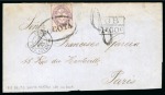 1865 (Jun) Large part cover from Bogota to France, with 1865 10c violet tied by oval "BOGOTA" hs