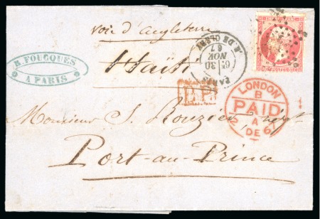 1867, Lettre de Paris pour Port-au-Prince (Haïti),