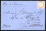 1867 (April 22). Cover from Callao to France, with 1862-63 1 dinero red, tied French maritime "PANAMA / PAQ. FR. A No3" octagonal ds