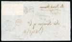 Great Britain. 1868 (Feb 6). Front from Manchester to Bogota, with 1867-80 2s pl.1 pair