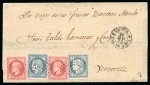 France. 1872. Cover from Santander, Spain (with commercial cachet on reverse) to Veracruz, with two 1867 80c and two 1871 20c type I