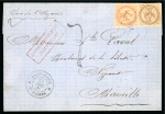 Stamp of Colonies françaises » Martinique 1867 (Dec 24). Cover from St. Pierre to Marseille with 1859-65 Eagle 10c and 40c, underpaying the double rate
