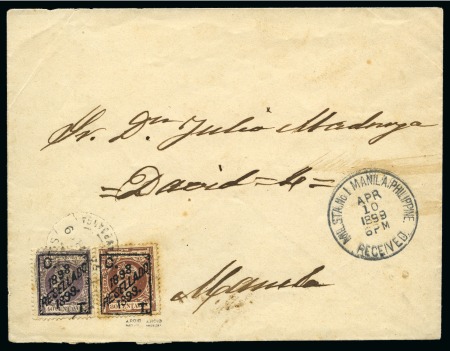 Stamp of United States » U.S. Possessions » Philippines » Filipino Revolutionary Mail Zamboanga Provincial Provisionals. 1899 (March 23) Cover from Zamboanga to Manila, with "Resellado" 40c and 80c