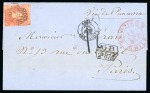 1865 (Jan 16). Wrapper from Santiago to Paris, France, with 1856-62 Santiago Printing 5c vermilion