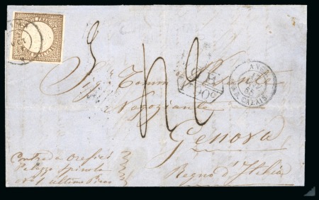Stamp of Peru 1865 (Oct 13). Wrapper from Lima to Genoa, Italy, with 1863 1p brown