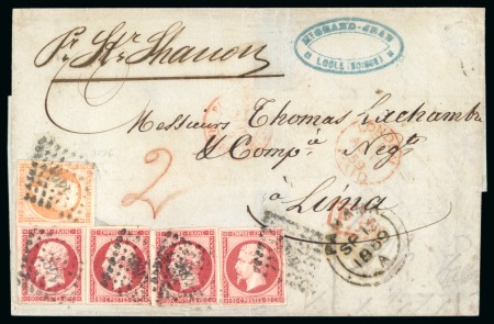 Stamp of Peru » Incoming Mail France. 1859 (Aug 11). Wrapper with sender's cachet from Locle in Switzerland, handcarried by forwarder to Le Havre