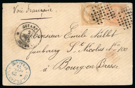 Stamp of Colonies françaises » Guyane française 1875, Lettre de Guyanne pour Bourg-en-Bresse (Ain),