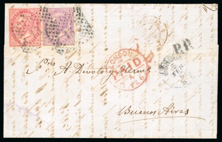 Italy. 1867 (Feb 5) Lettersheet from Genoa to Buenos Aires, with 1863 40c and 60c