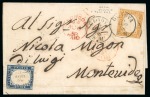 Italian States - Sardinia. 1858 (Aug 3) Wrapper from Genoa to Montevideo, with 1858 80c ochre orange and 1855 20c