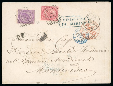 Stamp of Uruguay » Incoming Mail Italy. 1868 Envelope to the Commander in Chief of the Italian Navy Division of South America in Montevideo