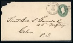 1899 (Sept 13). U.S. 2c stationery envelope used domestically, "Mil.P.St.Jolo/Phil. Isld's." duplex cancel (Baker C-3)