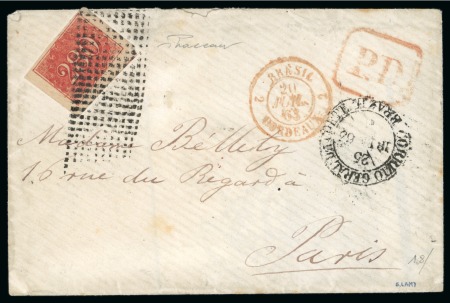 1863 (Jun 25). Envelope from Rio de Janeiro to Paris, France, with 1861 280r