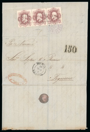 Stamp of Brazil 1869 (Apr 28). Entire from Bahia to Figueira, Portugal,