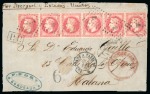 1856-69. Group of 6 covers and 2 fronts sent transatlantic, all with French frankings