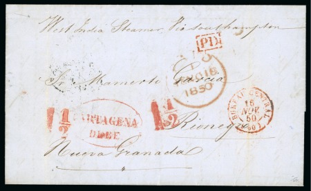 1850-76. Group of 7 transatlantic covers from the Americas to Europe