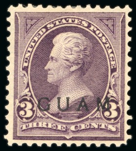 Stamp of United States » U.S. Possessions » Guam 1899 3c purple from the 1900 Special Printing, part to large part original gum