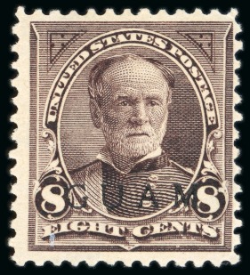 Stamp of United States » U.S. Possessions » Guam 1899 8c violet brown from the 1900 Special Printing, original gum with hinge remnants