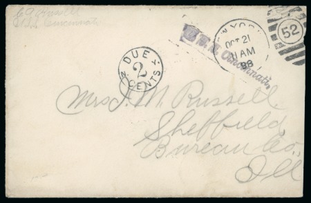 Stamp of United States » U.S. Possessions » Puerto Rico (US) » US Military Mail 1898 (Oct). Cover to Sheffield bearing "U. S. S. Cincinnati,"
