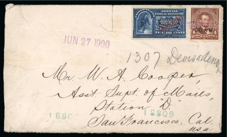 1900 (Jun 27). Envelope to California, with 1899 4c with Special Delivery 10c