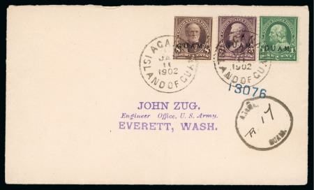 1902 (Jan 11). Envelope from the Zug correspondence sent registered to Washington, with 1899 1c, 3c and 8c
