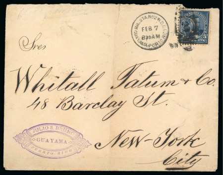 Stamp of United States » U.S. Possessions » Puerto Rico (US) » US Military Stations 1899 (Feb 7). Cover to New York bearing 5c tied by Guayama Military Station no. 2 duplex cancel