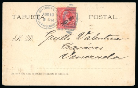 1899 (Aug 10). Postcard from Ponce to Caracas (Venezuela), Military Station No. 1 duplex